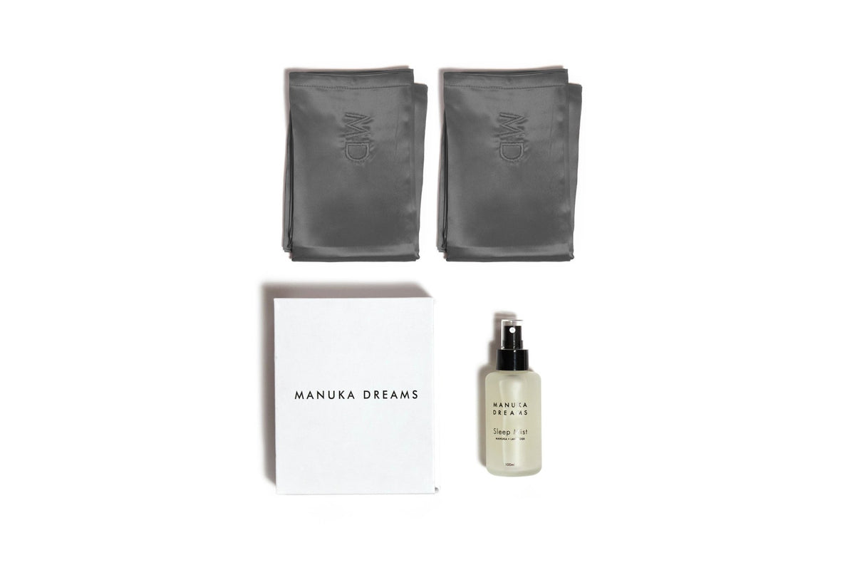 LUXE - Two Pure Silk Pillowcases & One Manuka Lavender Sleep Mist Set - Manuka Dreams