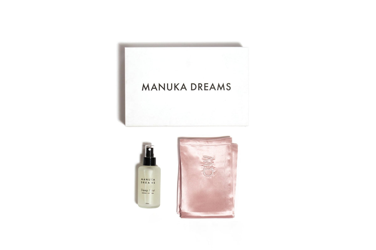 THE SIGNATURE SLEEP SET - One Pure Silk Pillowcase & One Manuka Lavender Sleep Mist - Manuka Dreams