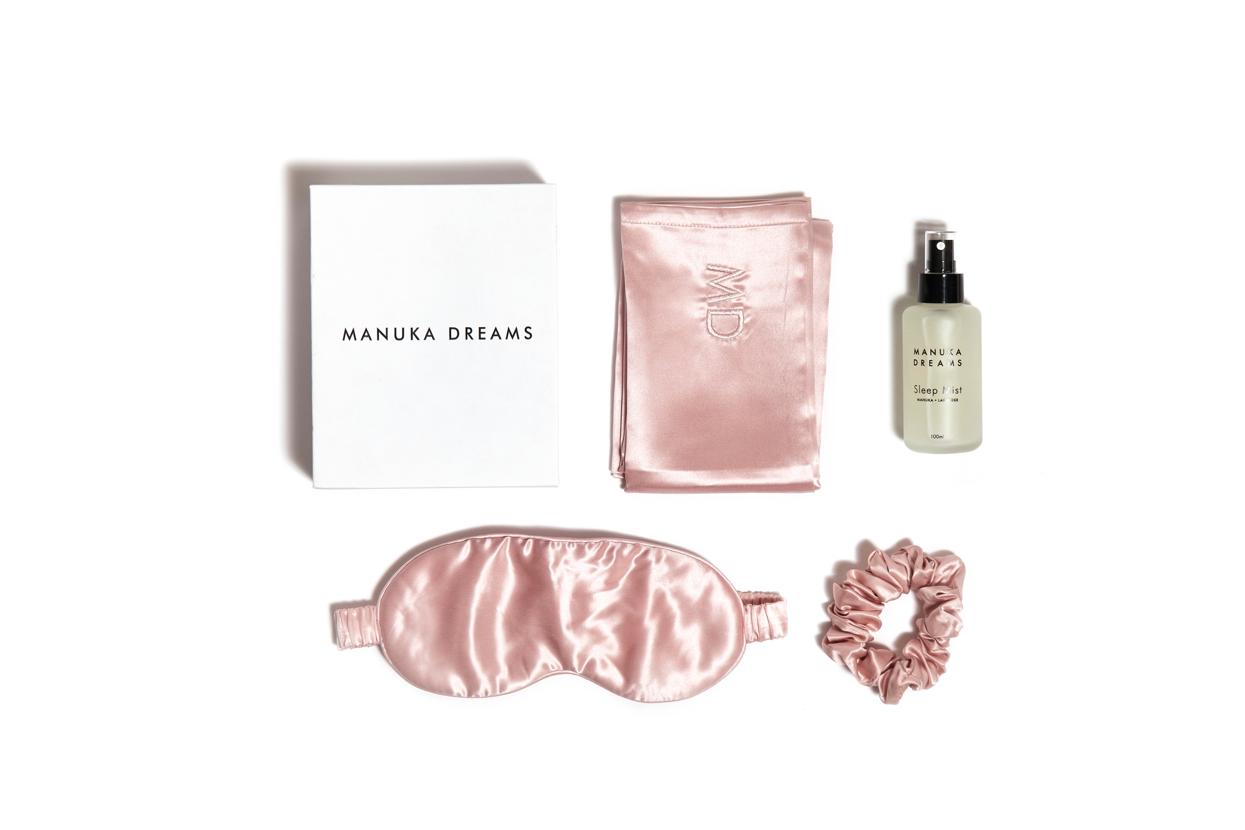 Silk pillowcase and silk eye mask set 