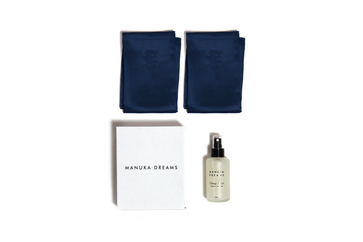 LUXE - Two Pure Silk Pillowcases & One Manuka Lavender Sleep Mist Set - Manuka Dreams