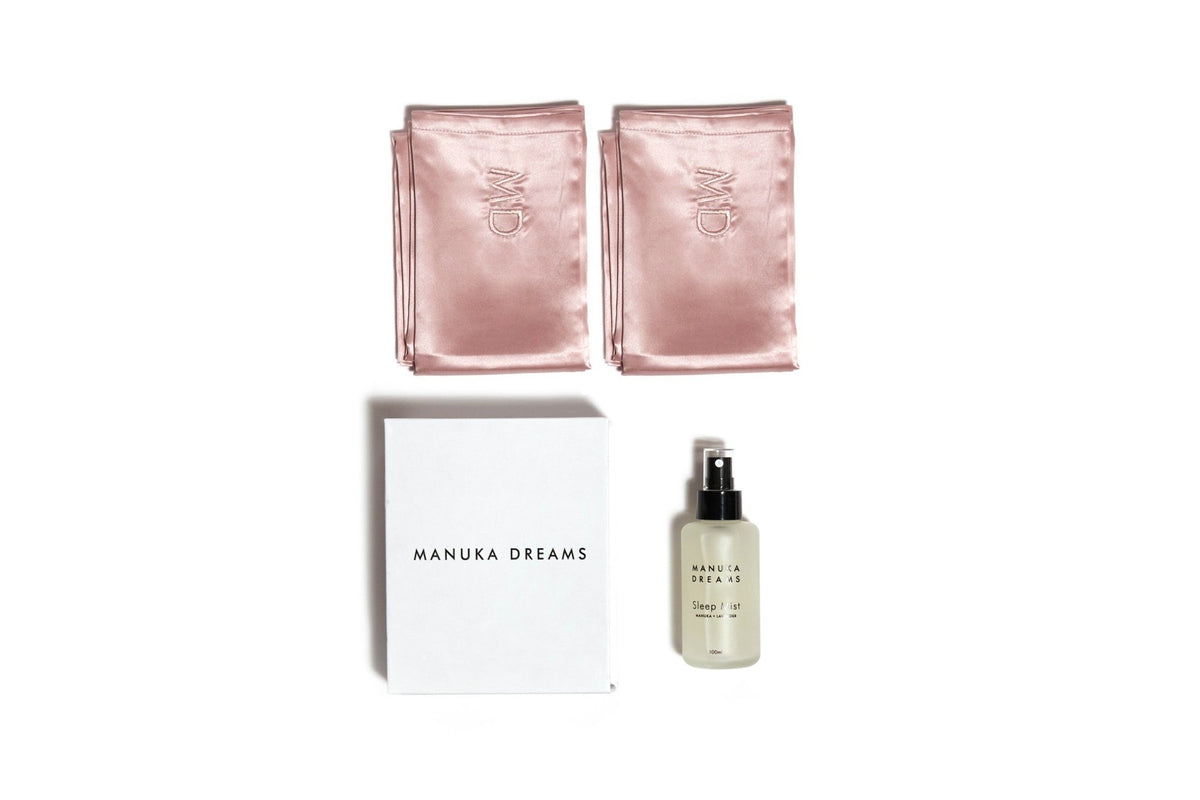 LUXE - Two Pure Silk Pillowcases & One Manuka Lavender Sleep Mist Set - Manuka Dreams