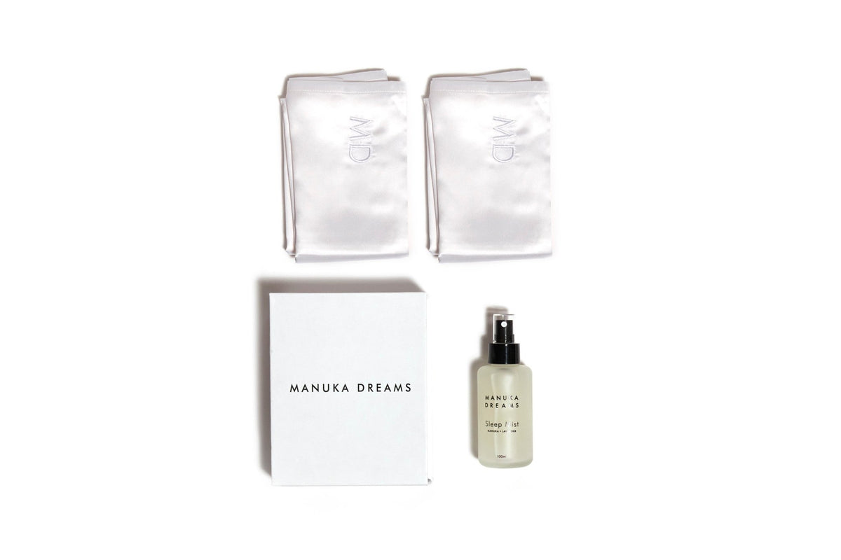 LUXE - Two Pure Silk Pillowcases & One Manuka Lavender Sleep Mist Set - Manuka Dreams