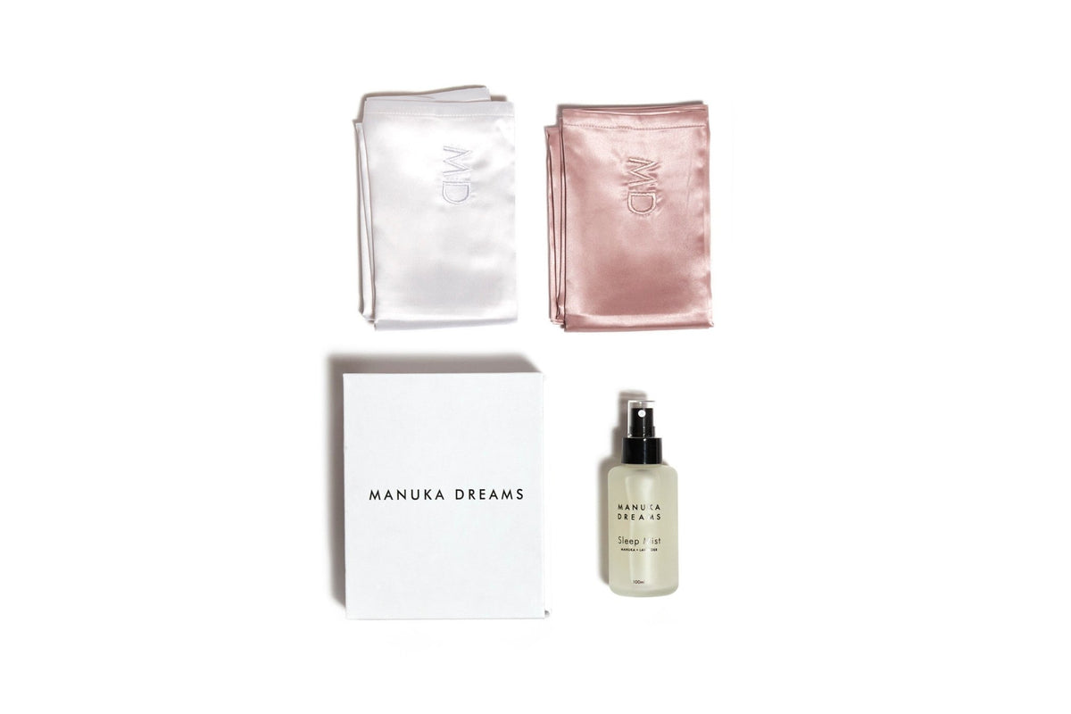 LUXE - Two Pure Silk Pillowcases & One Manuka Lavender Sleep Mist Set - Manuka Dreams