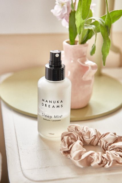 PAMPER SET - One Pure Blush Pink Silk Pillowcase, One Manuka Lavender Sleep Mist & One Pure Silk Scrunchie - Manuka Dreams