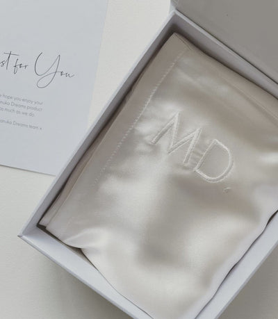 PERSONALISED MONOGRAM INDIVIDUAL SILK PILLOWCASE - Pure Silk Pillowcase With Your Name Or Initials In Gift Box