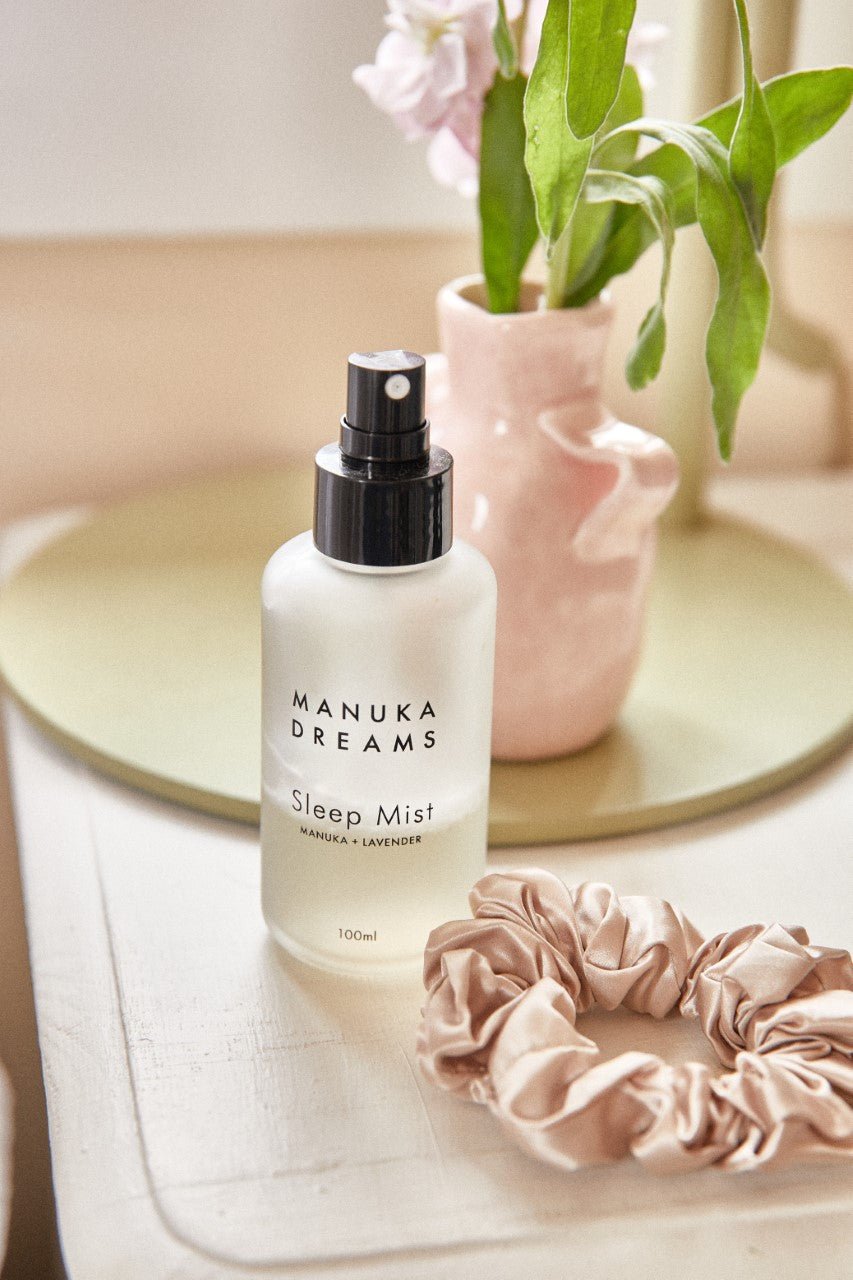 SCRUNCHIE MIST HEAVEN - Manuka Lavender Sleep Mist & Three Large Pure Silk Scrunchies - Manuka Dreams