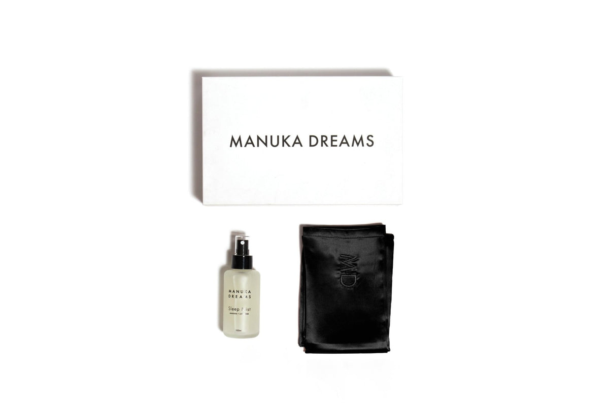 THE SIGNATURE SLEEP SET - One Pure Silk Pillowcase & One Manuka Lavender Sleep Mist - Manuka Dreams