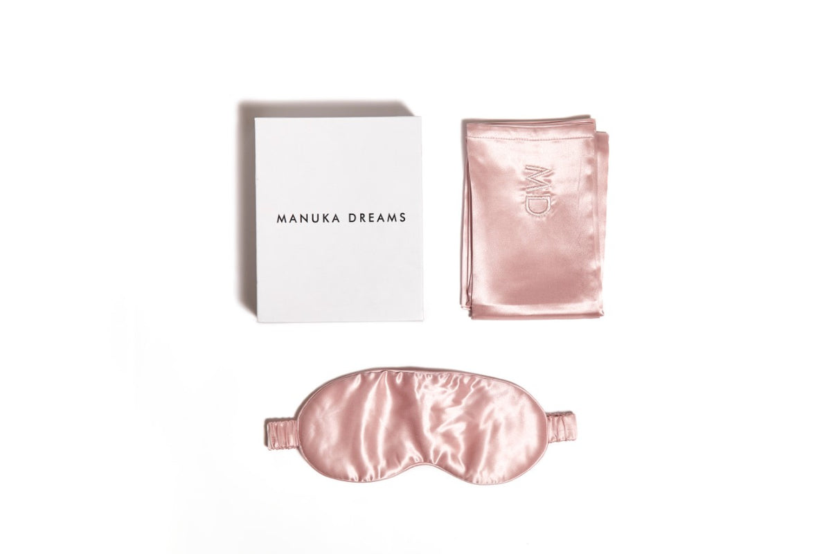 Silk pillowcase eye mask set 